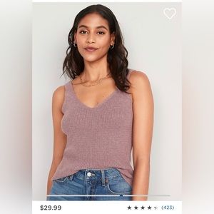 NWOT Old Navy Size M - Mauve V-Neck Rib-Knit Sweater Tank-Top